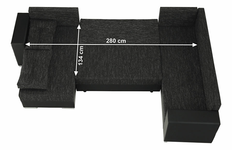 Rohová sedací souprava ve tvaru U Stella (černá) *výprodej
