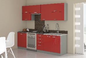 Kuchyně Roslyn 240 cm (šedá + červená)