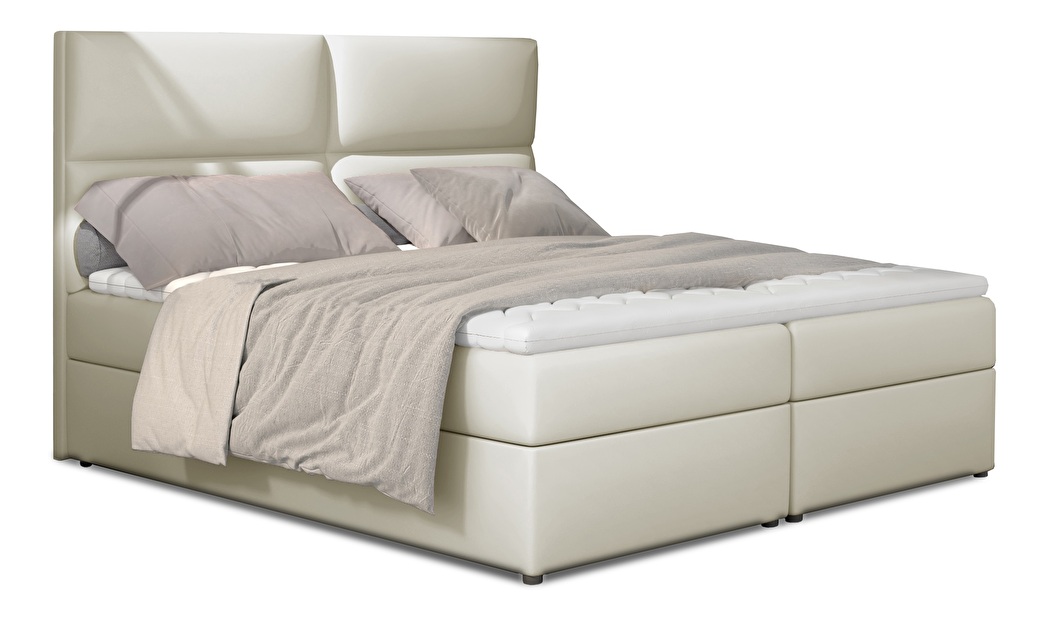 Kontinentální postel 185 cm Alyce (světlobéžová) (s matracemi)