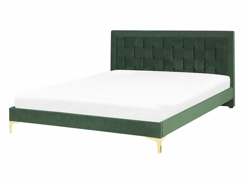Manželská postel 140 cm LIMO (polyester) (tmavě zelená) (s roštem)