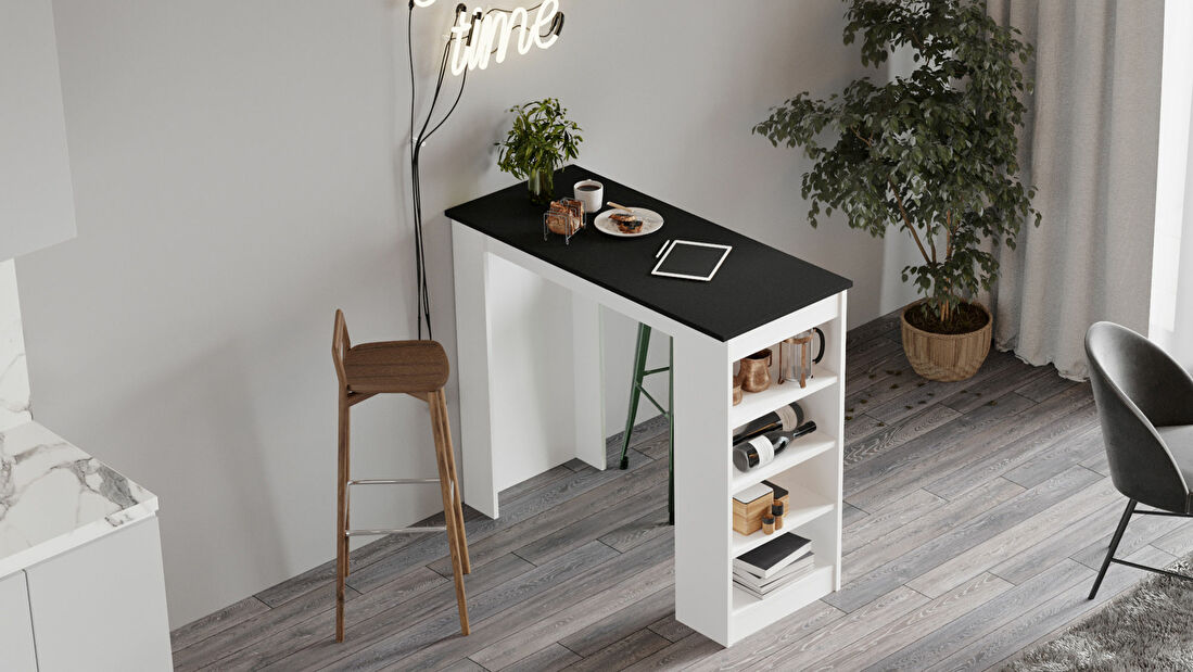 Barový stolek Stan (Bílá + Černá)