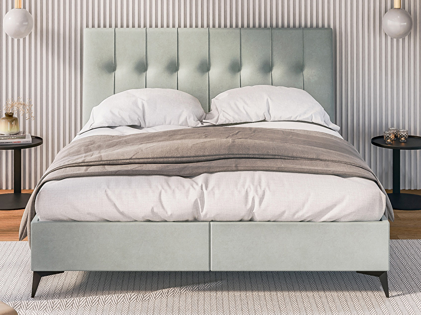 Kontinentální postel 180 cm Leny (mátová) (s matrací a úl. prostorem)