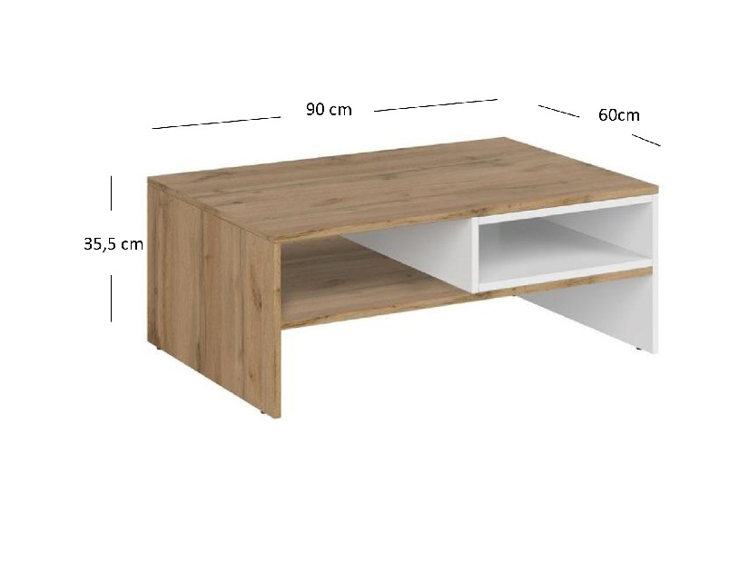Konferenční stolek Vina (bílá + dub wotan)