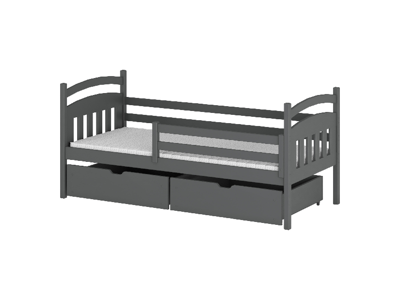 Dětská postel 80 cm Susy (s roštem a úl. prostorem) (grafit)