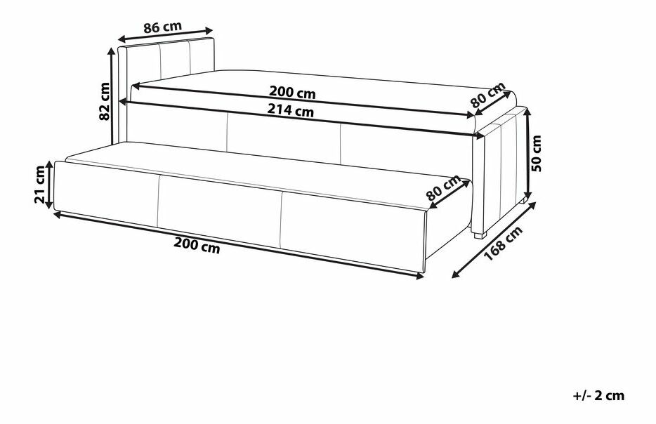 Rozkládací postel 80 cm MERMAID (s roštem) (světle šedá)