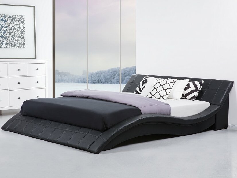 Manželská postel 180 cm VICHA 2 (s roštem) (černá)