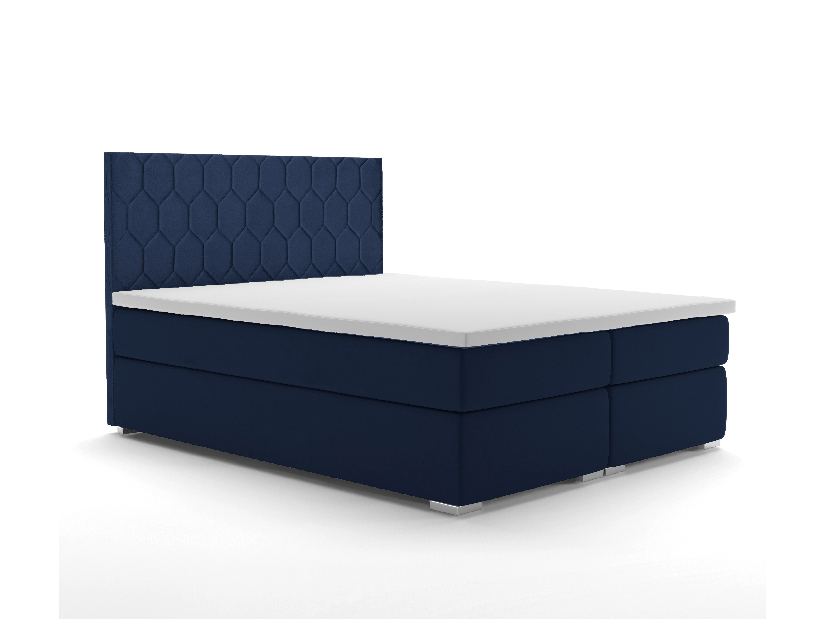 Kontinentální postel 160 cm Piranno (tmavě modrá riviera) (s úložným prostorem)