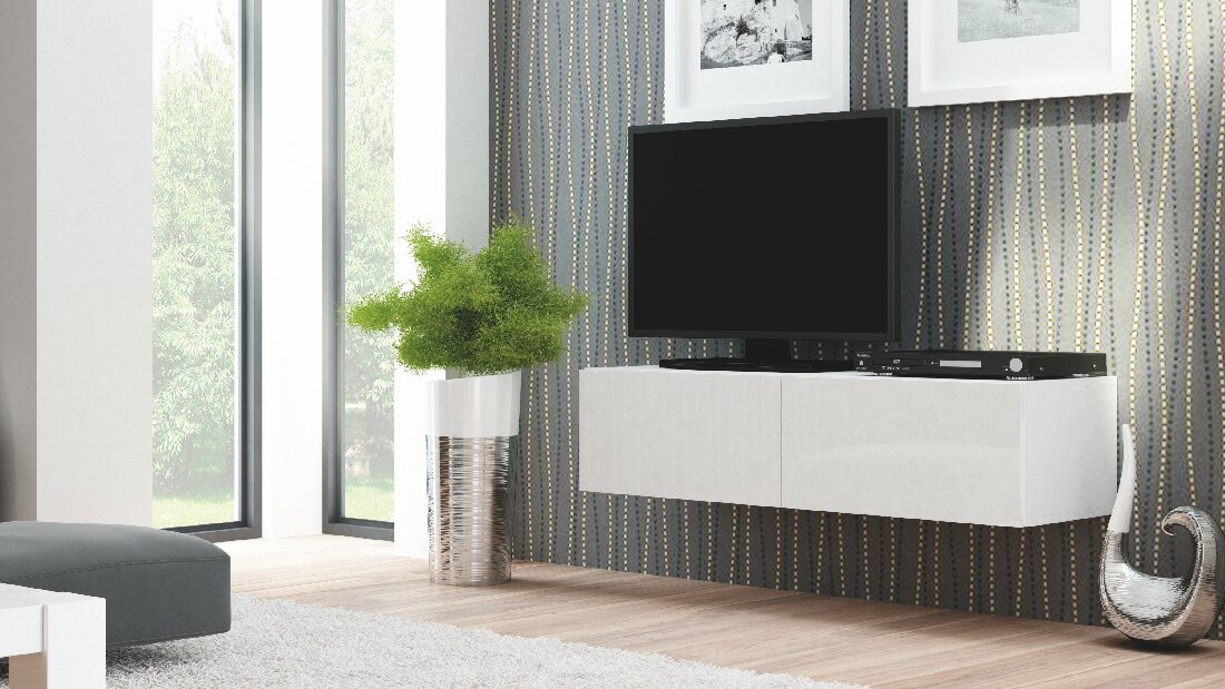 TV stolek/skříňka Livo RTV-160W (bílá + lesk bílý) *výprodej