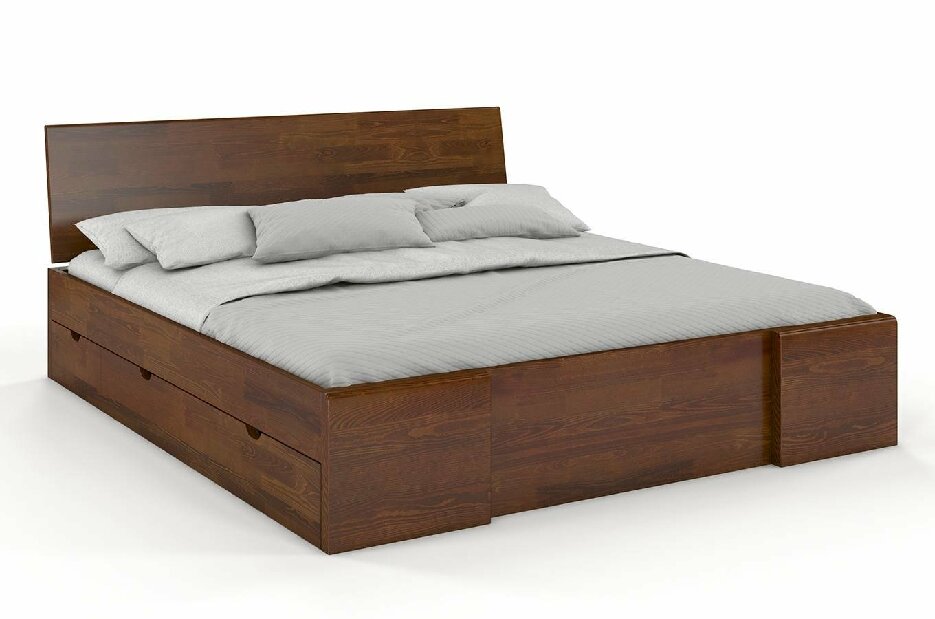 Manželská postel 160 cm Naturlig Blomst High Drawers (borovice) (s roštem)