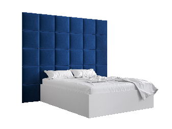 Manželská postel s čalouněným čelem 160 cm Brittany 3 (bílá matná + modrá) (s roštem)