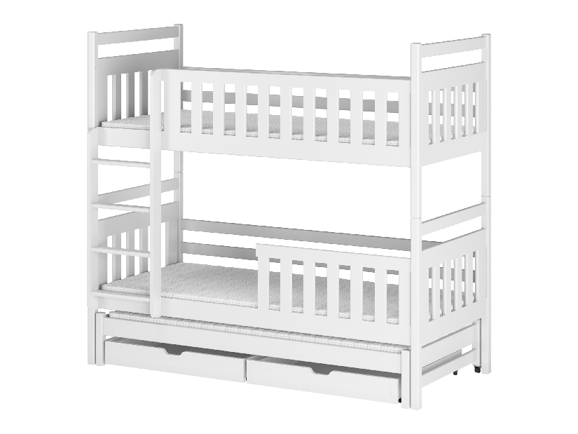 Dětská postel 90 cm KRISTY (s roštem a úl. prostorem) (bílá)