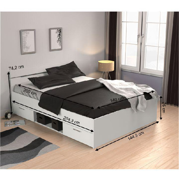 Manželská postel 140 cm Myriam (bílá) *výprodej