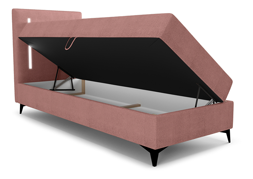 Jednolůžková postel 90 cm Ortega Comfort (terakota) (s roštem a matrací, bez úl. prostoru) (s LED osvětlením)