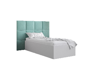Jednolůžková postel s čalouněným čelem 90 cm Brittany 4 (bílá matná + mátová) (s roštem)