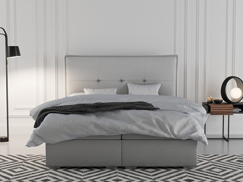 Kontinentální postel 180 cm Carla (světle šedá)(s úložným prostorem)