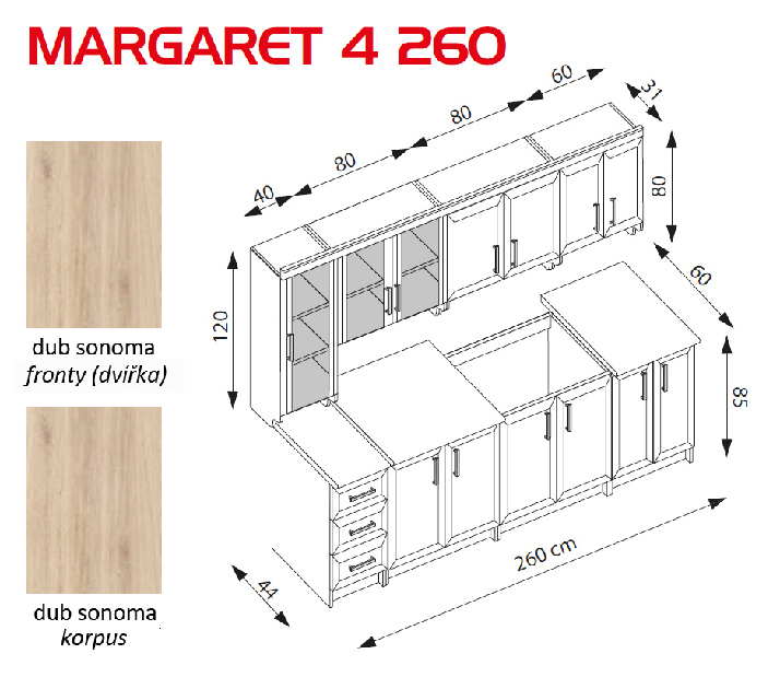 Kuchyně Margaret 4 260 cm