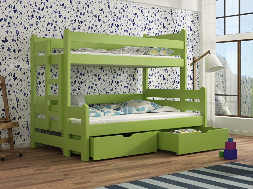 Dětská patrová postel 90 cm Bivi (zelená)