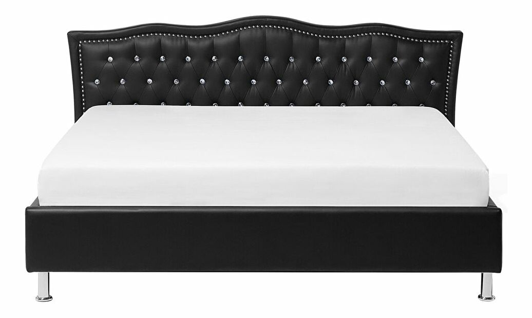 Manželská postel 180 cm MATH (s roštem) (černá)