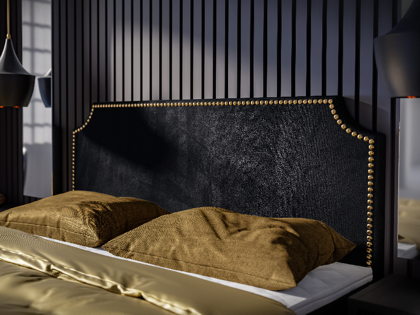 Kontinentální postel 120 cm Lupin (černá) (s matrací a úl. prostorem)
