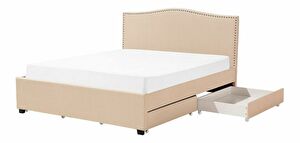 Manželská postel 160 cm MONTHY (s roštem a úl. prostorem) (béžová)