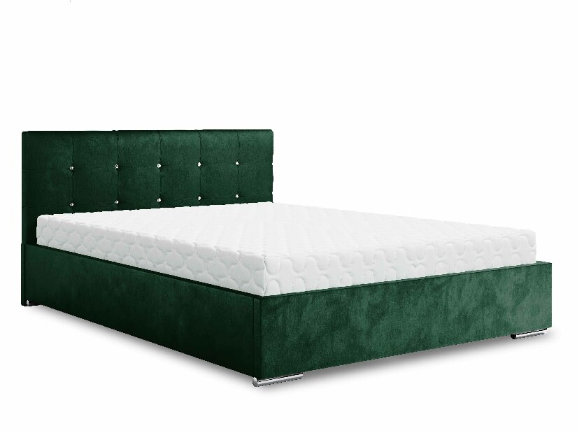 Manželská postel 160 cm Lonnie (tmavě zelená) (s roštem a úložným prostorem)