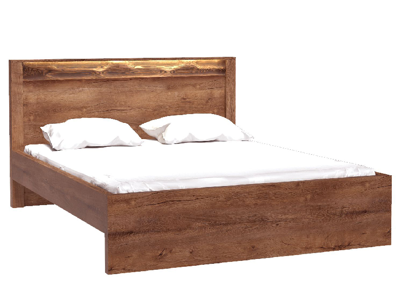 Manželská postel 160 cm Indie 19 (s LED osvětlením) (s roštem) (jasan světlý)