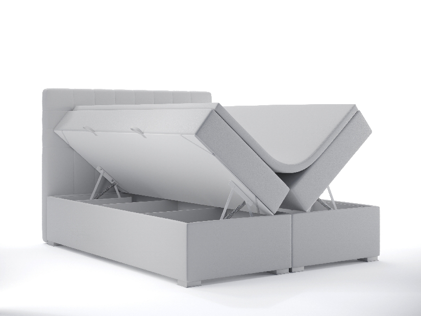 Manželská postel Boxspring 180 cm Clady (bílá ekokůže) (s úložným prostorem)