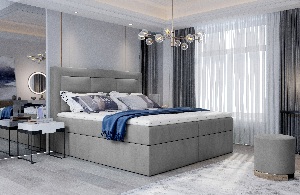 Manželská postel Boxspring 180 cm Variv (světle šedá) (s matrací)