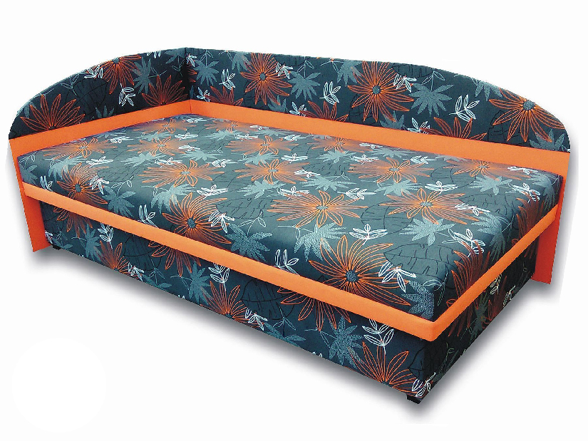 Jednolůžková postel (válenda) 100 cm Suzanna (Oranžová X104 + Valeriana vol 830) (L)