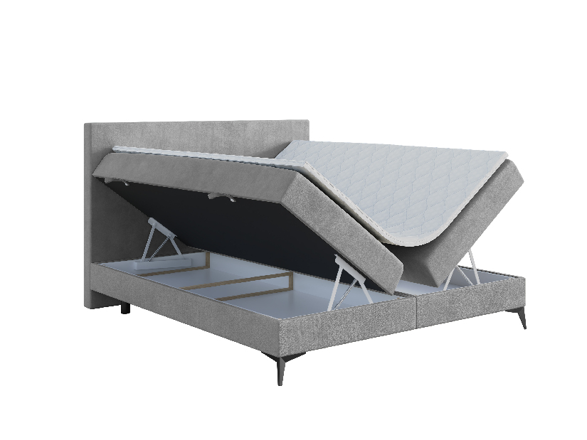 Jednolůžková postel Boxspring 120 cm Ricky (šedá) (s matrací a úl. prostorem)