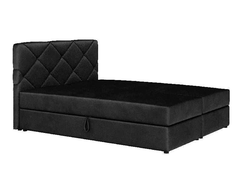 Kontinentální postel 180x200 cm Karum (černá) (s roštem a matrací)