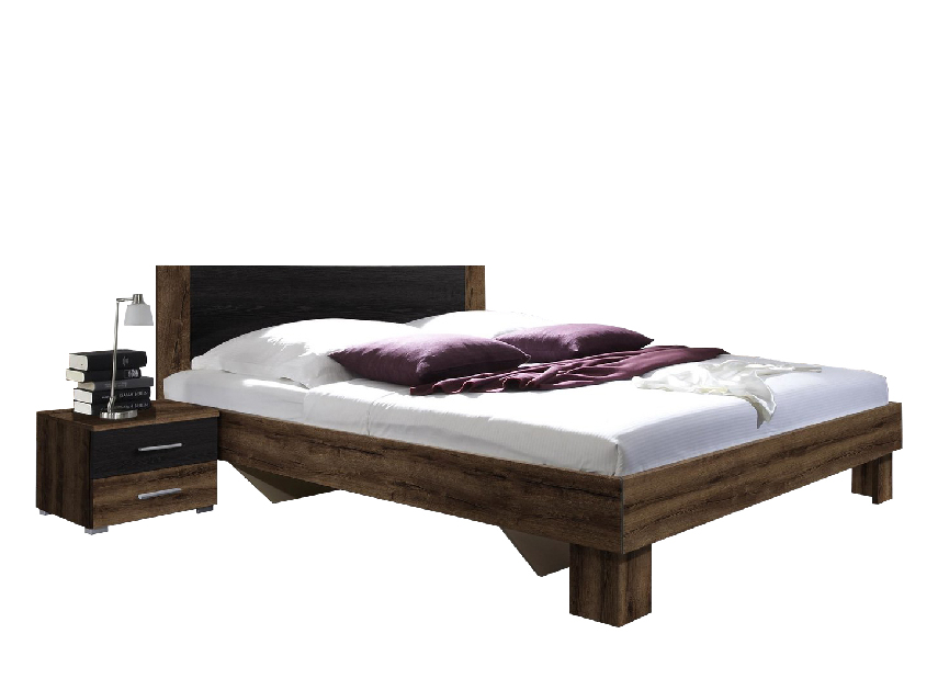Manželská postel 160 cm Verwood Typ 51 (monastery + černá) (s noč. stolky)