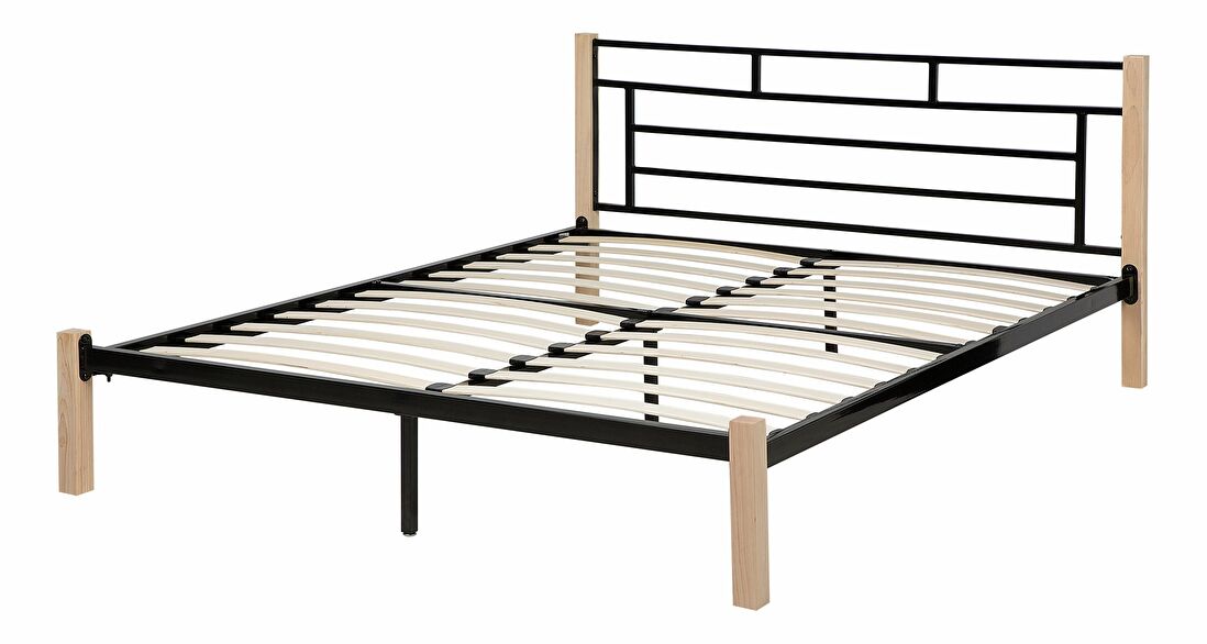 Manželská postel 160 cm GARRONE (s roštem) (černá)