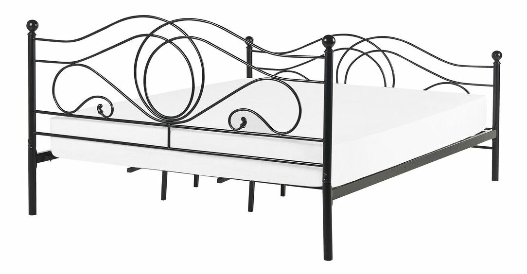 Manželská postel 180 cm LAURA (s roštem) (černá)