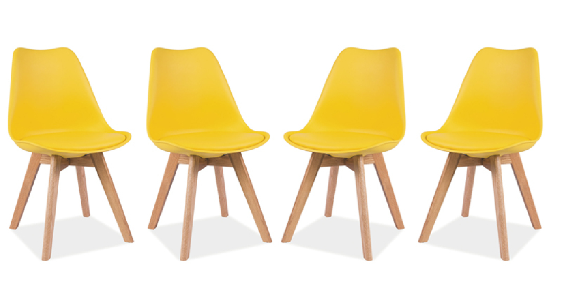 Set 4 ks. jídelních židlí Kris (žlutá + dub) *výprodej