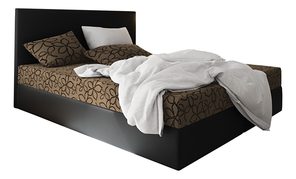 Manželská postel Boxspring 180 cm Lilac Comfort (vzor + černá) (s matrací a úložným prostorem)