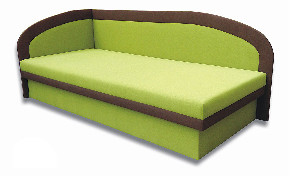 Jednolůžková postel (válenda) 80 cm Melvin (Devon 001 zelená + Devon 009 hnědá) (L)
