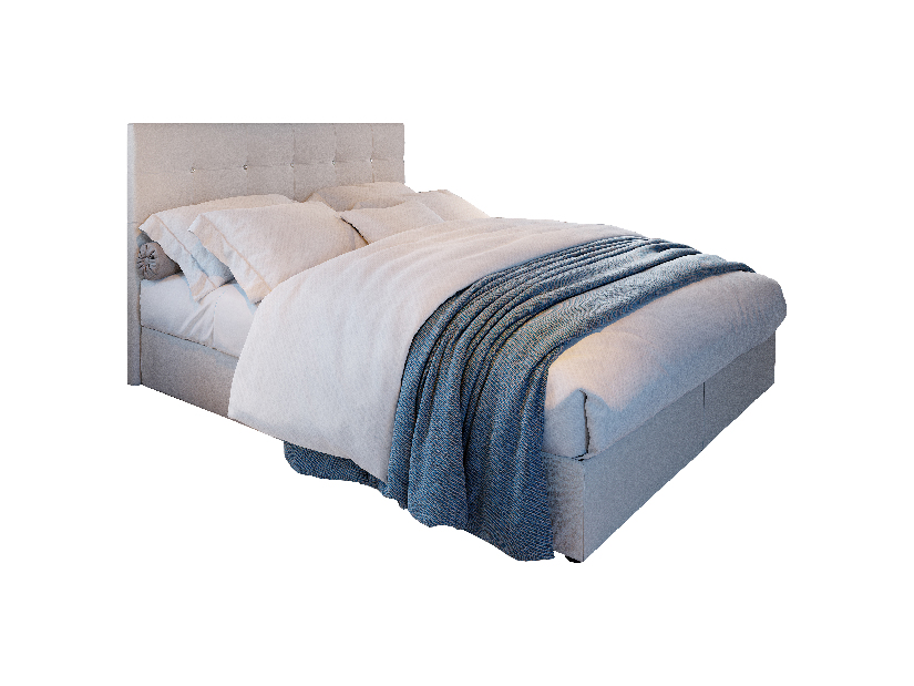 Kontinentální postel 140 cm Karen Comfort (béžová) (s matrací a úložným prostorem)