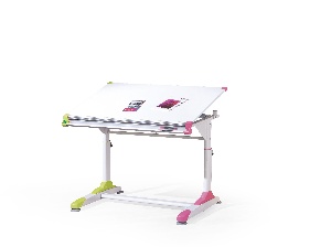 Dětský psací stolek Carma (bílá + růžová + zelená)