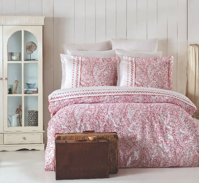 Ložní prádlo 200 x 220 cm Parsley (růžové + bílé)