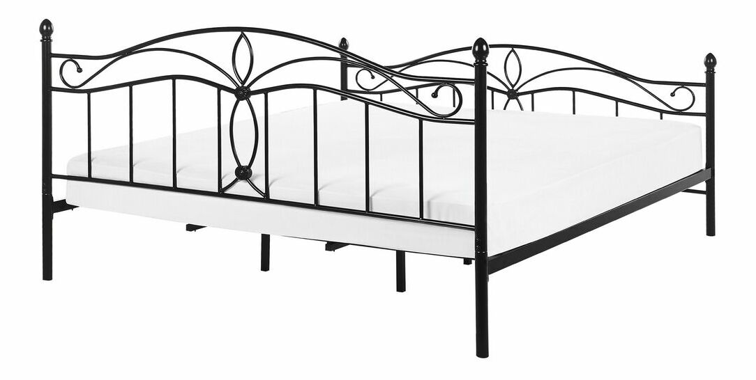 Manželská postel 180 cm ANTALIA (s roštem) (černá)