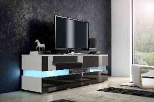TV stolek Ivey (bílá + lesk černý)