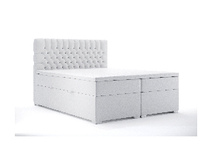 Manželská postel Boxspring 180 cm Daliny (bílá ekokůže) (s úložným prostorem)