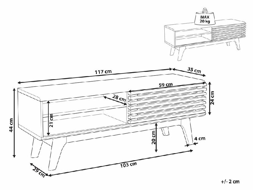 TV stolek/skříňka Tekoa (světlé dřevo)