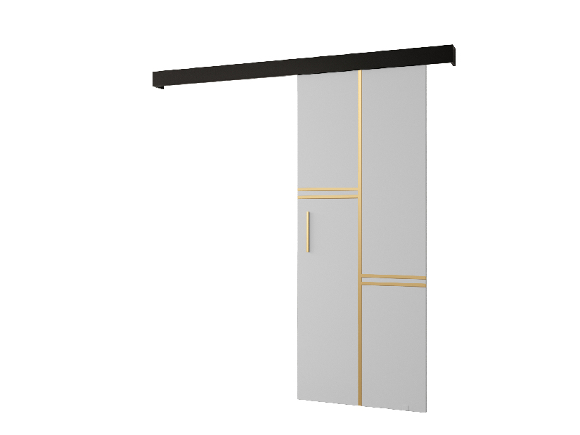 Posuvné dveře 90 cm Sharlene VIII (bílá matná + černá matná + zlatá)