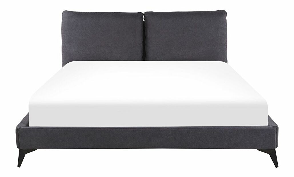 Manželská postel 180 cm MELIA (polyester) (tmavě šedá) (s roštem)