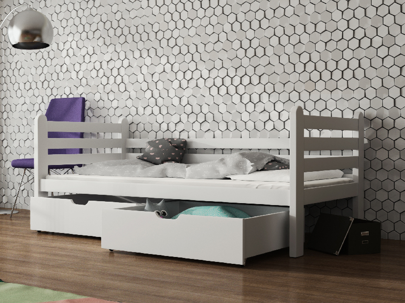 Dětská postel 90 cm Somer (s roštem a úl. prostorem) (bílá)