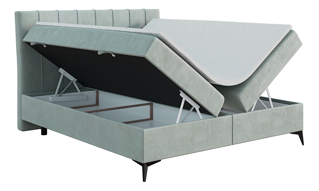 Kontinentální postel 180 cm Leny (mátová) (s matrací a úl. prostorem)