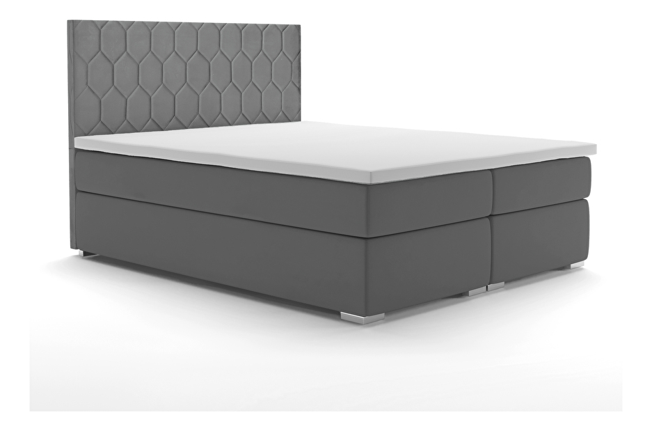 Kontinentální postel 160 cm Piranno (tmavě šedá) (s úložným prostorem)