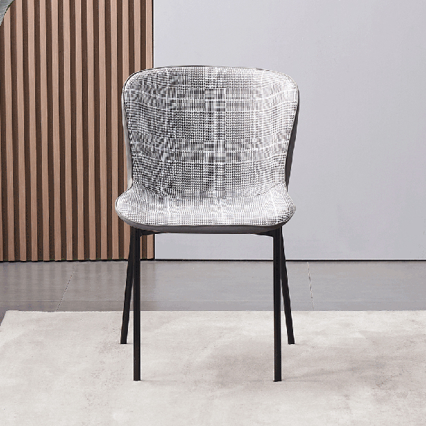 Jídelní židle Polarit (šedobílé káro + tmavě šedá)
